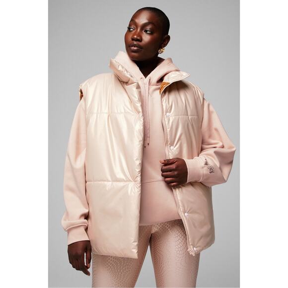 Fabletics Jackets & Blazers - Fabletics Oversized Puffer Vest in Natural Blush/Bronzed Brown - Size: Small